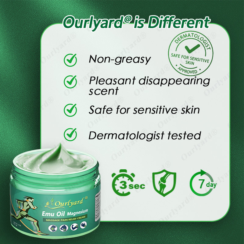 🏅TGA Approved|Ourlyard® Advanced Magnesium & Emu Oil Massage Pain Relief Cream (🏅The Ultimate Solution for Muscle Aches, Arthritis, Joint Pain, Nerve Pain, Inflammation, and Stiffness)