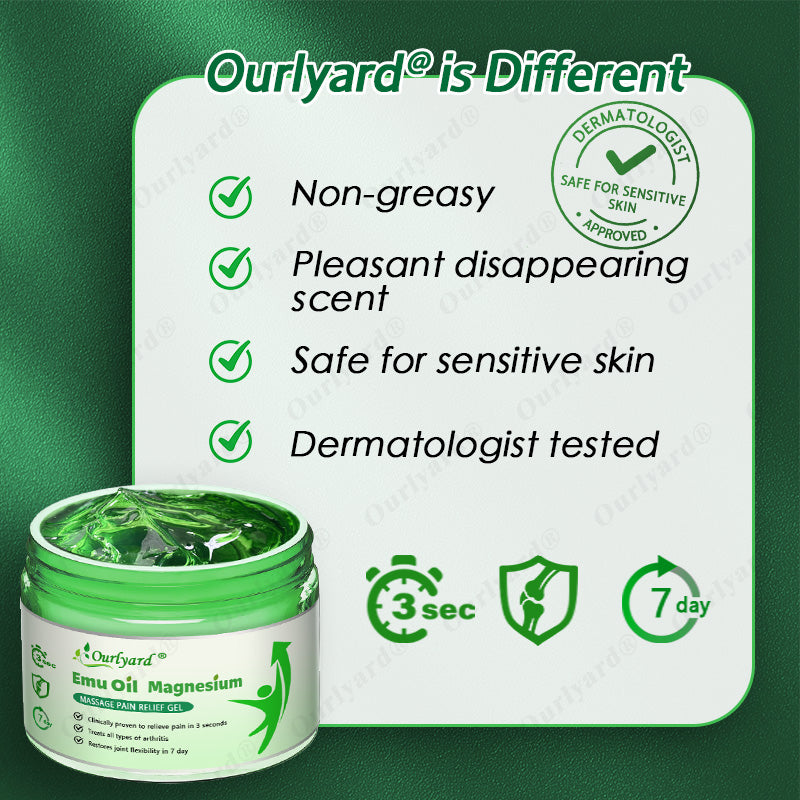 ✅Ourlyard® Magnesium & Emu Oil Massage Pain Relief Gel (🏅The Ultimate Solution for Muscle Aches, Arthritis, Joint Pain, Nerve Pain, Inflammation, and Stiffness) – Made in the USA