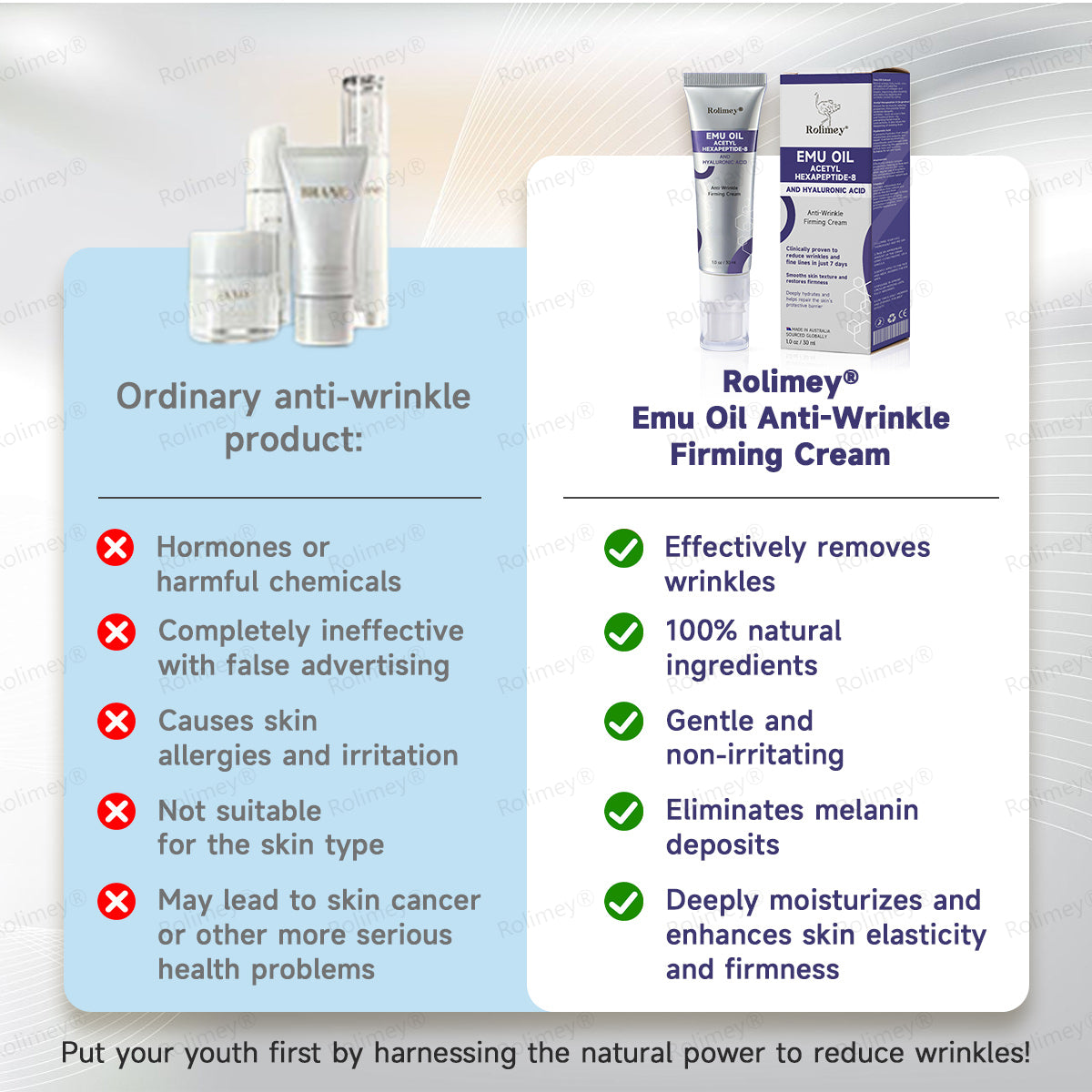 🌟Made in Australia: Rolimey® Emu Oil Anti-Wrinkle Firming Cream (Dermatologist Recommended)